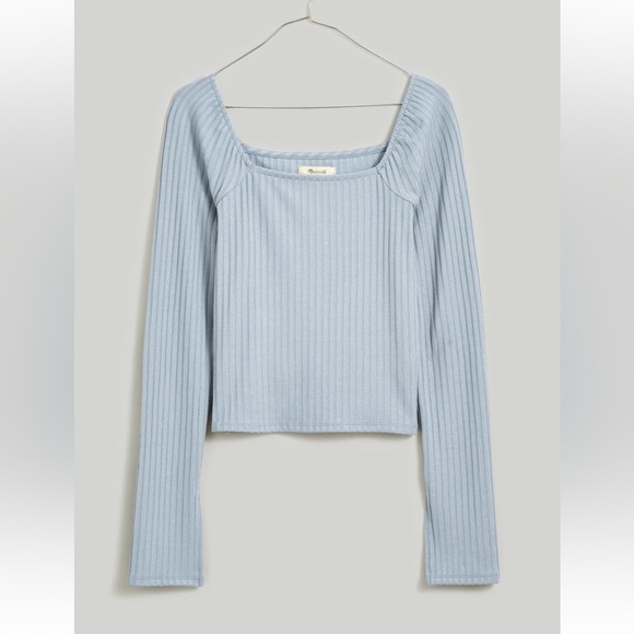 NWT Ribbed Square-Neck Long-Sleeve Tee Size Medium - Picture 4 of 14